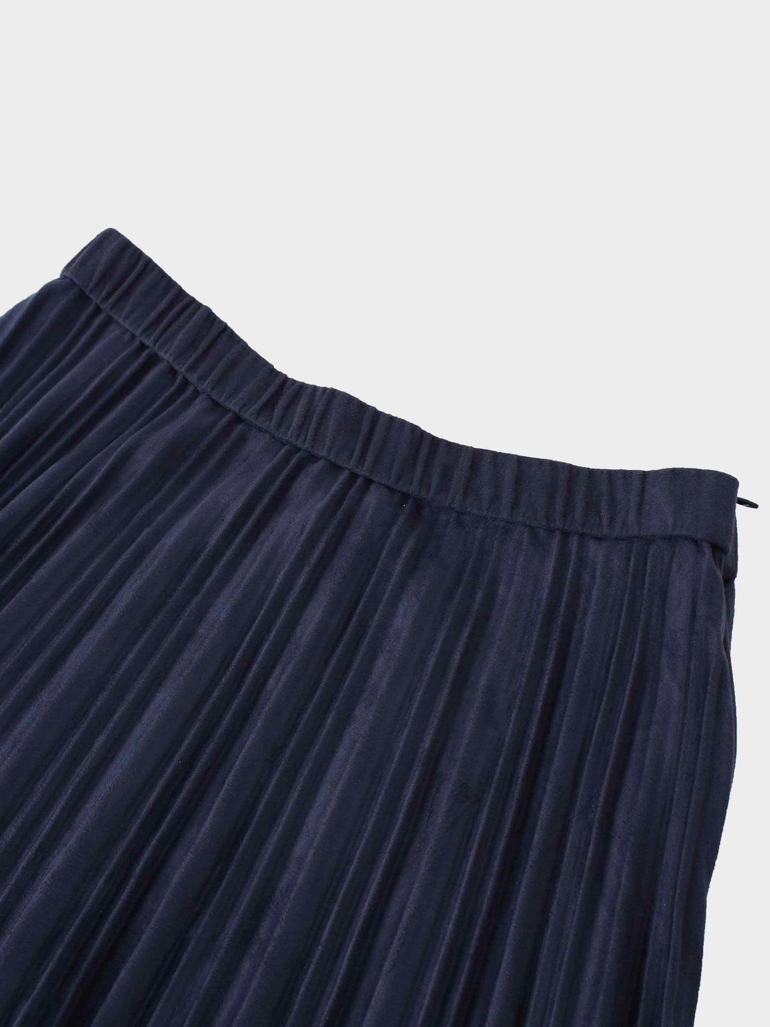 Pleated Suede Skirt 37&quot;-Navy