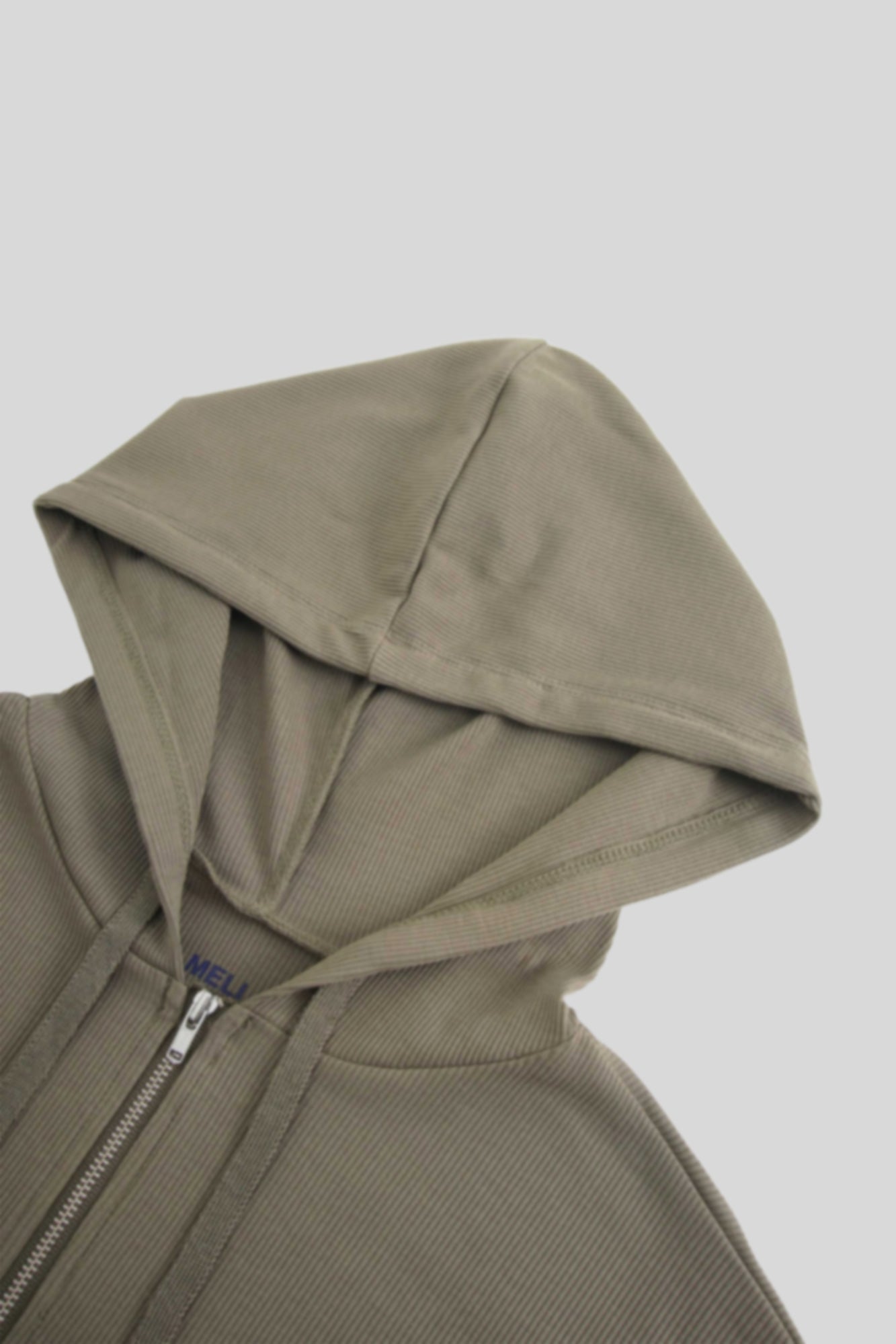 Ribbed Half Zip Hoodie Tee-Camouflage Green