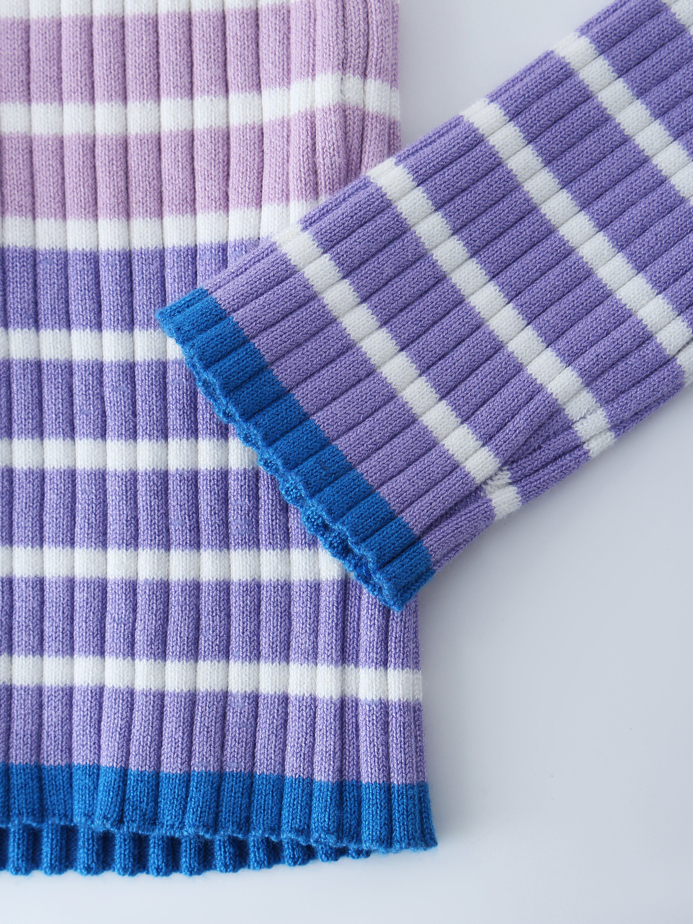 Ribbed Striped Polo Sweater-Shades of Purple