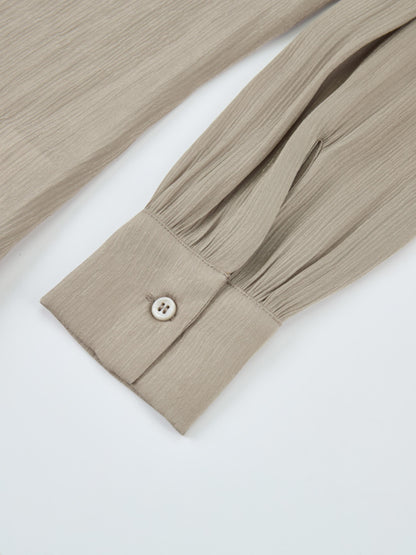 Textured Shimmer Center Bow Blouse - Grey