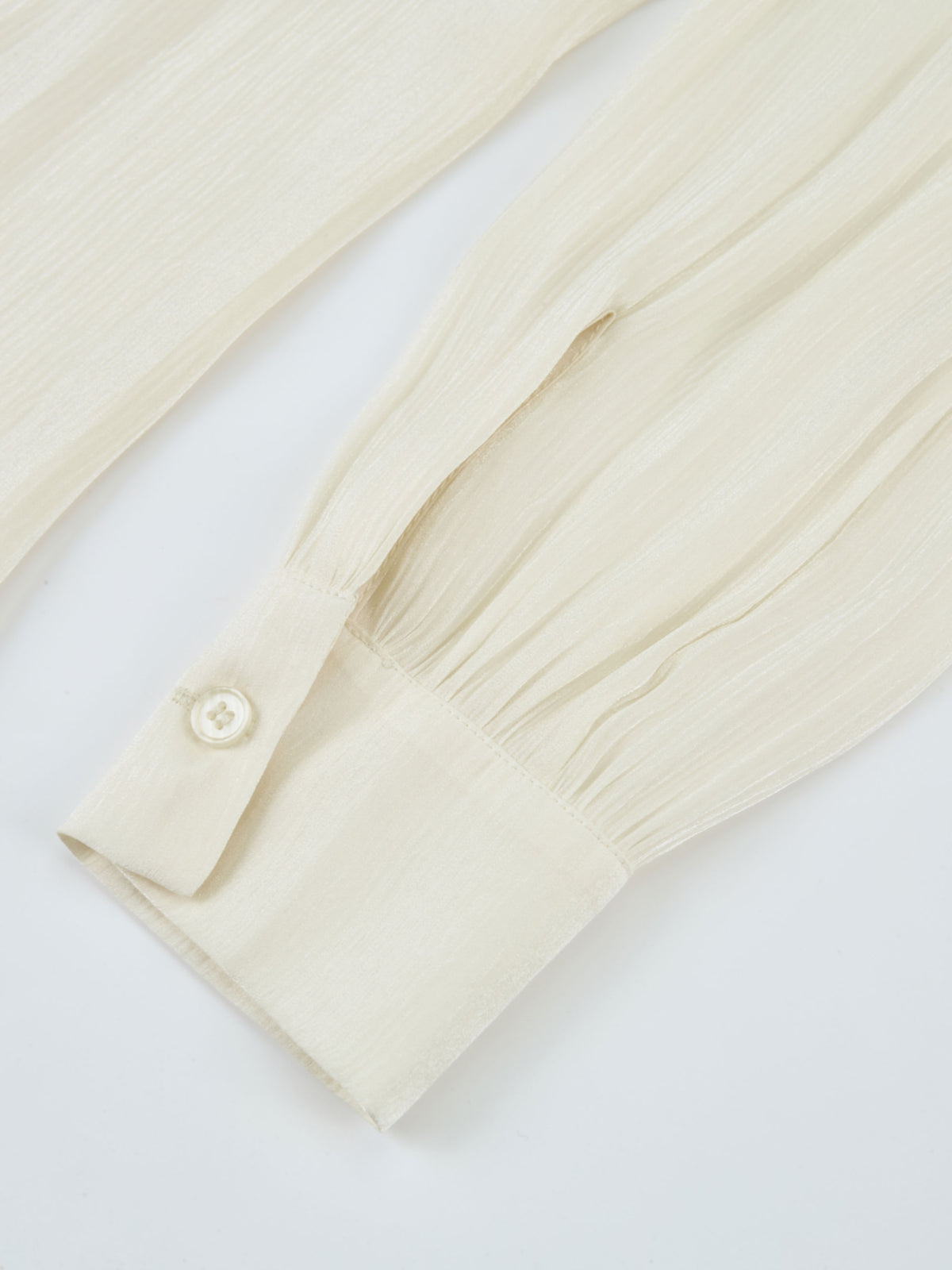 Textured Shimmer Center Bow Blouse - Cream