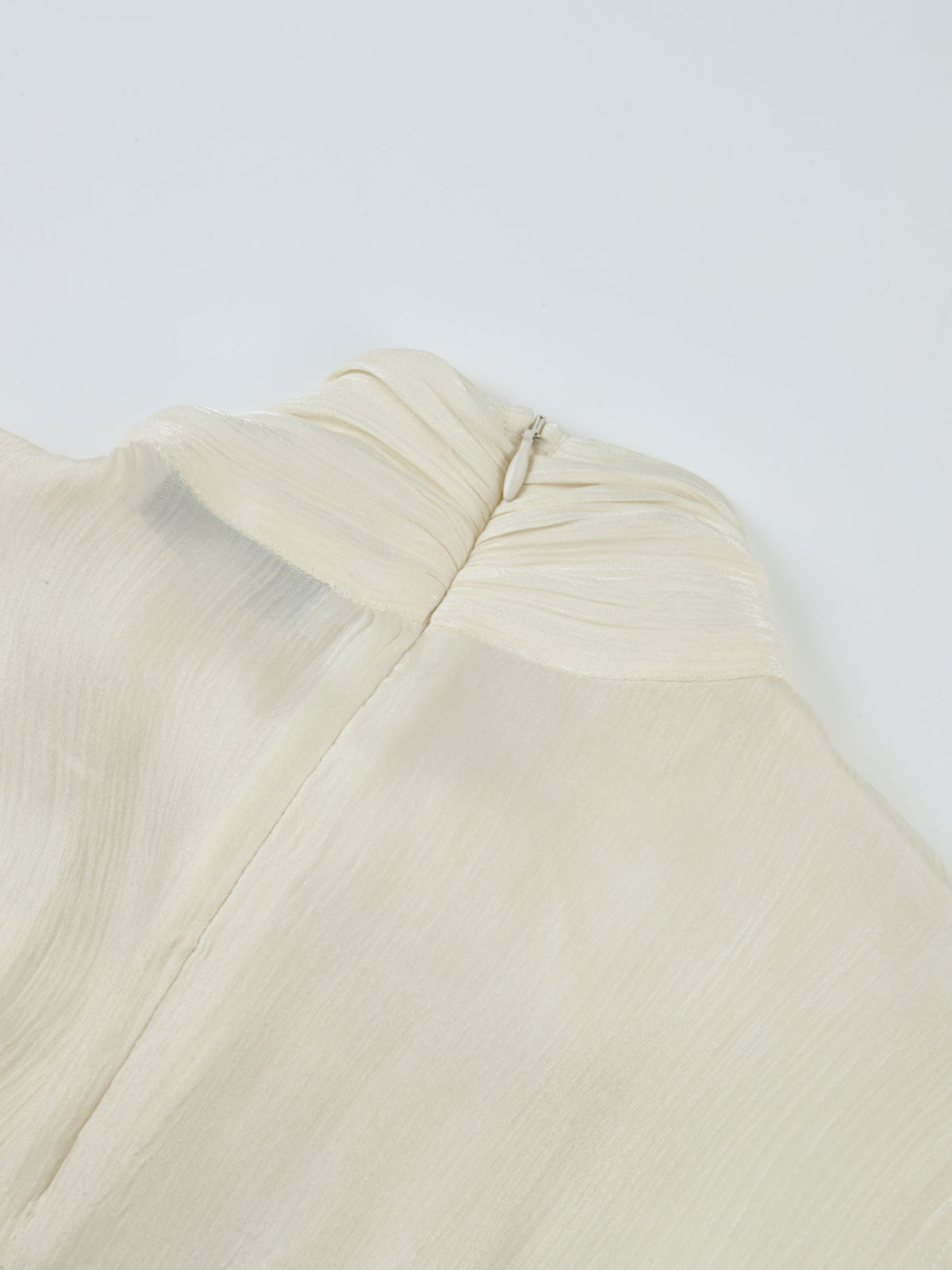 Textured Shimmer Center Bow Blouse - Cream