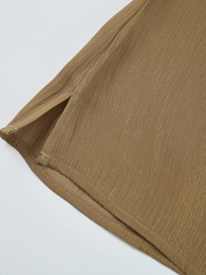 Textured Shimmer Center Bow Blouse - Bronze
