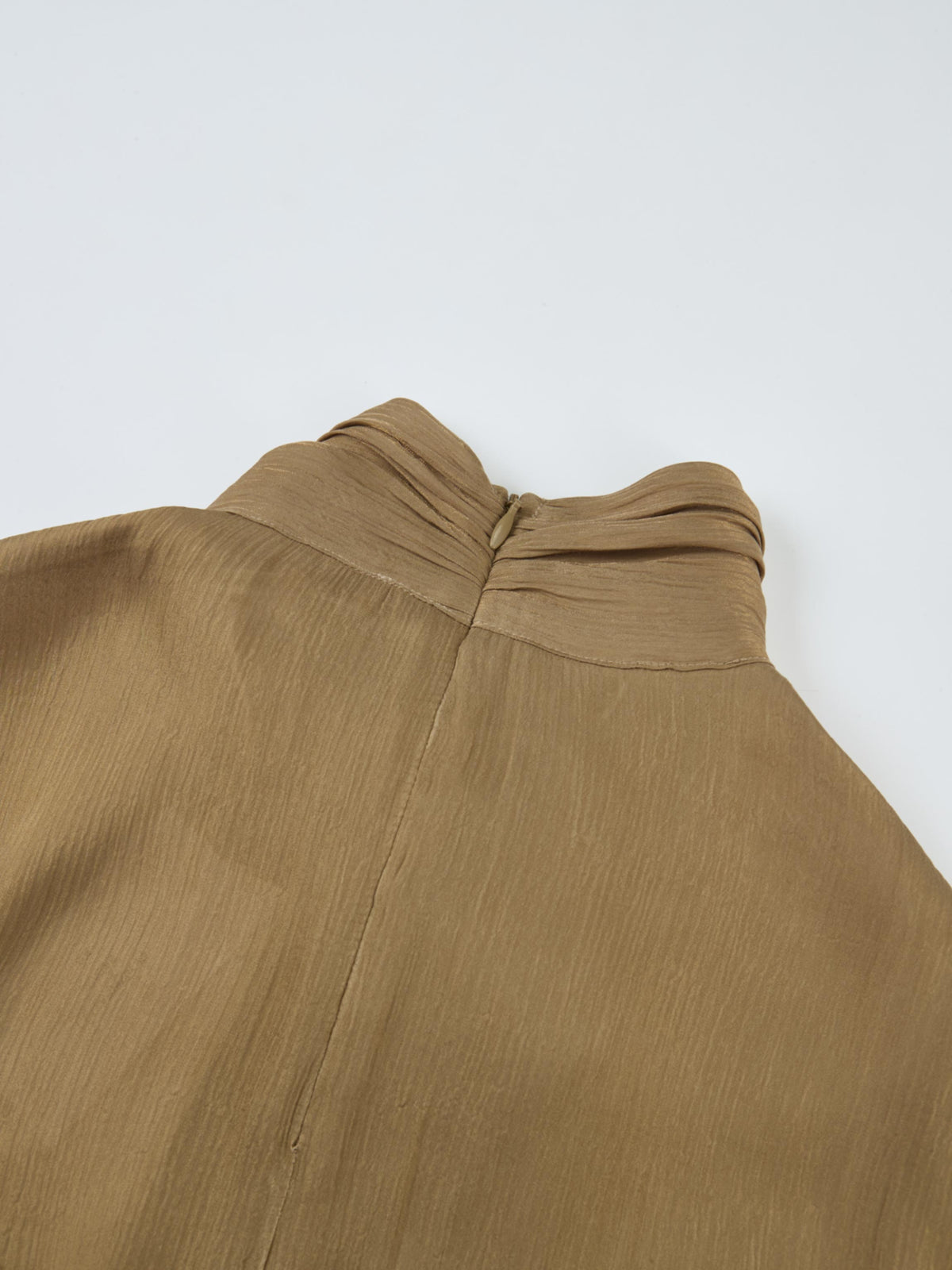 Textured Shimmer Center Bow Blouse - Bronze