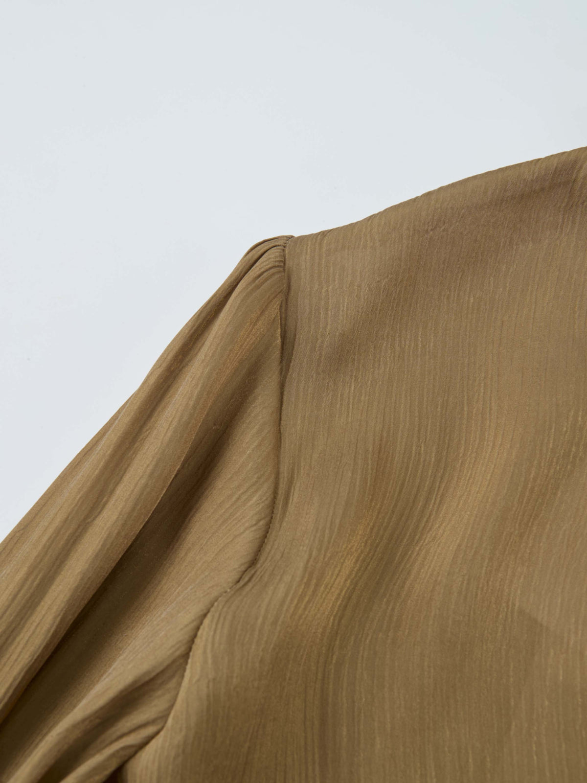 Textured Shimmer Center Bow Blouse - Bronze