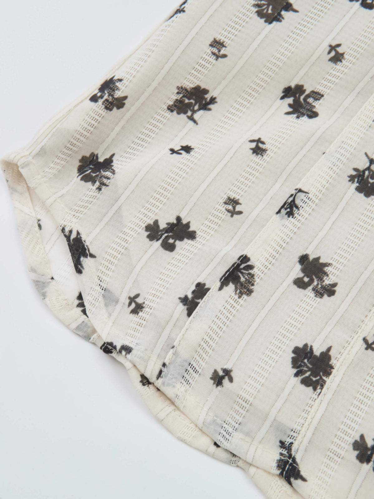 Black Floral Shimmer Blouse - Black Floral
