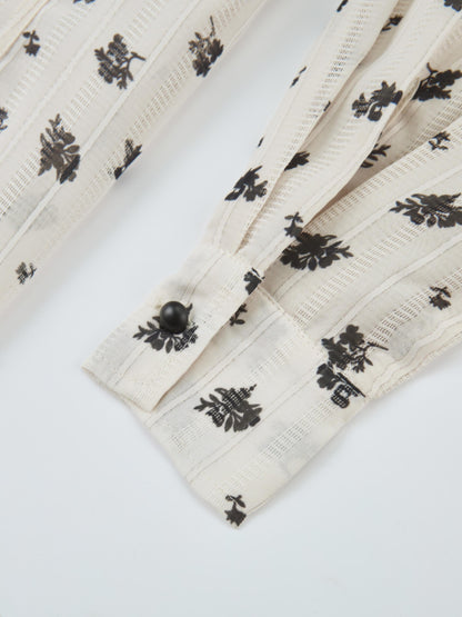 Black Floral Shimmer Blouse - Black Floral