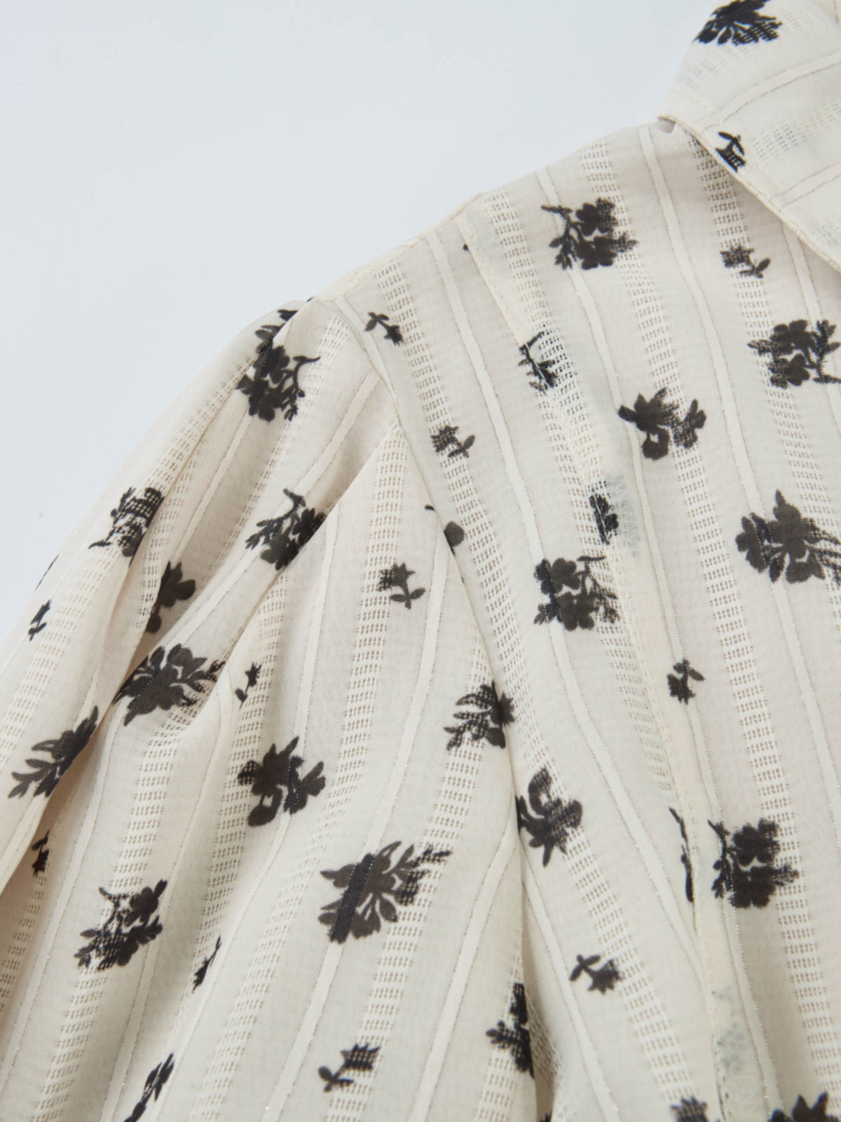 Black Floral Shimmer Blouse - Black Floral