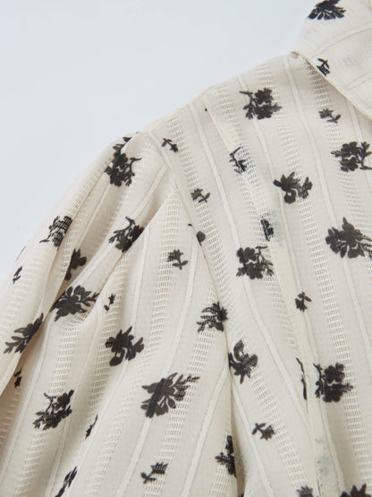 Black Floral Shimmer Blouse - Black Floral