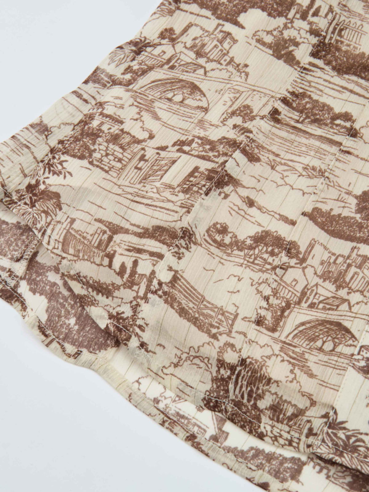 Thin Printed Button Down Blouse - Brown Toille
