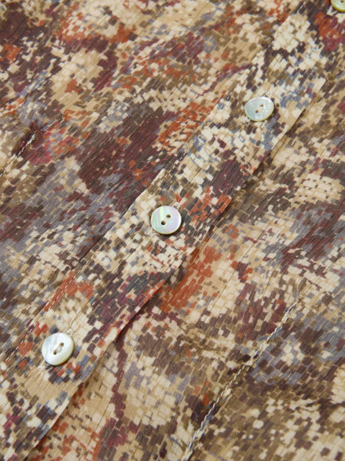 Thin Printed Button Down Blouse - Pixels