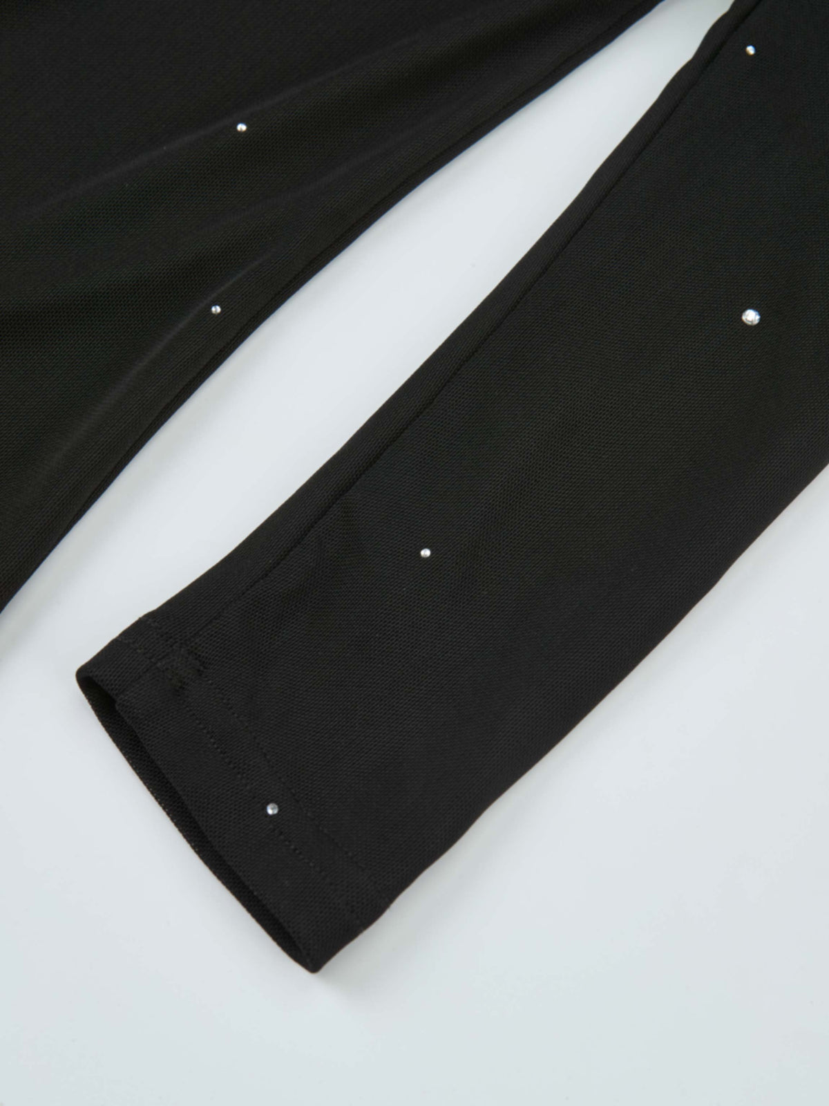 Rhinestone Embelished Mesh Turtleneck - Black