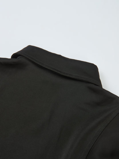 Cape Sleeve Maxi Shirtdress - Black