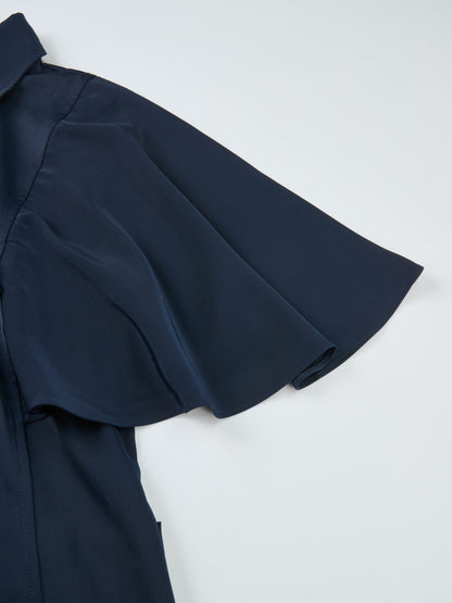 Cape Sleeve Maxi Shirtdress - Blue
