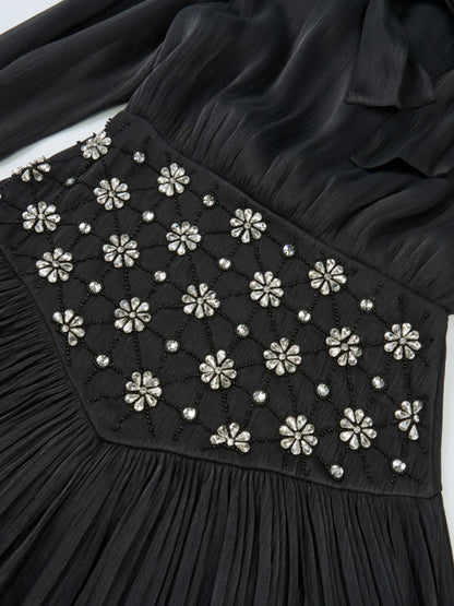 Embellished Yoke Dress - Black