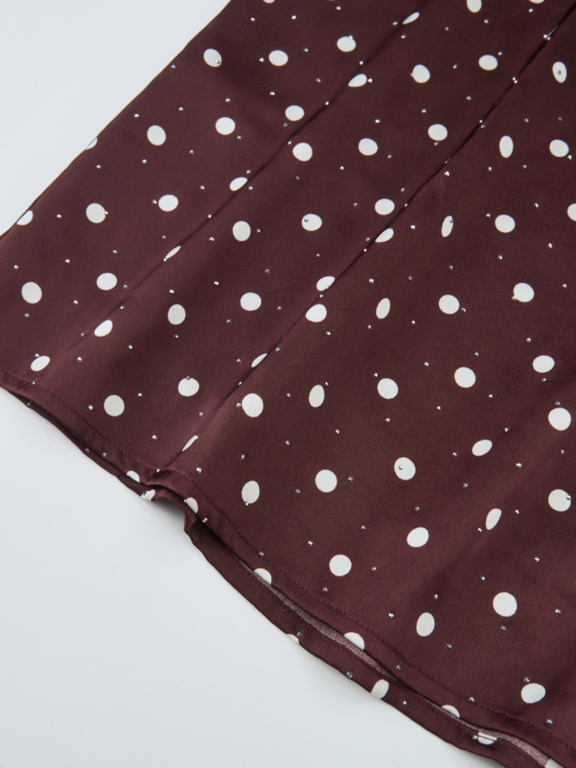 Collared Ruched Back Long Sleeve Shirtdress - Burgundy Polka Dot Sparkle