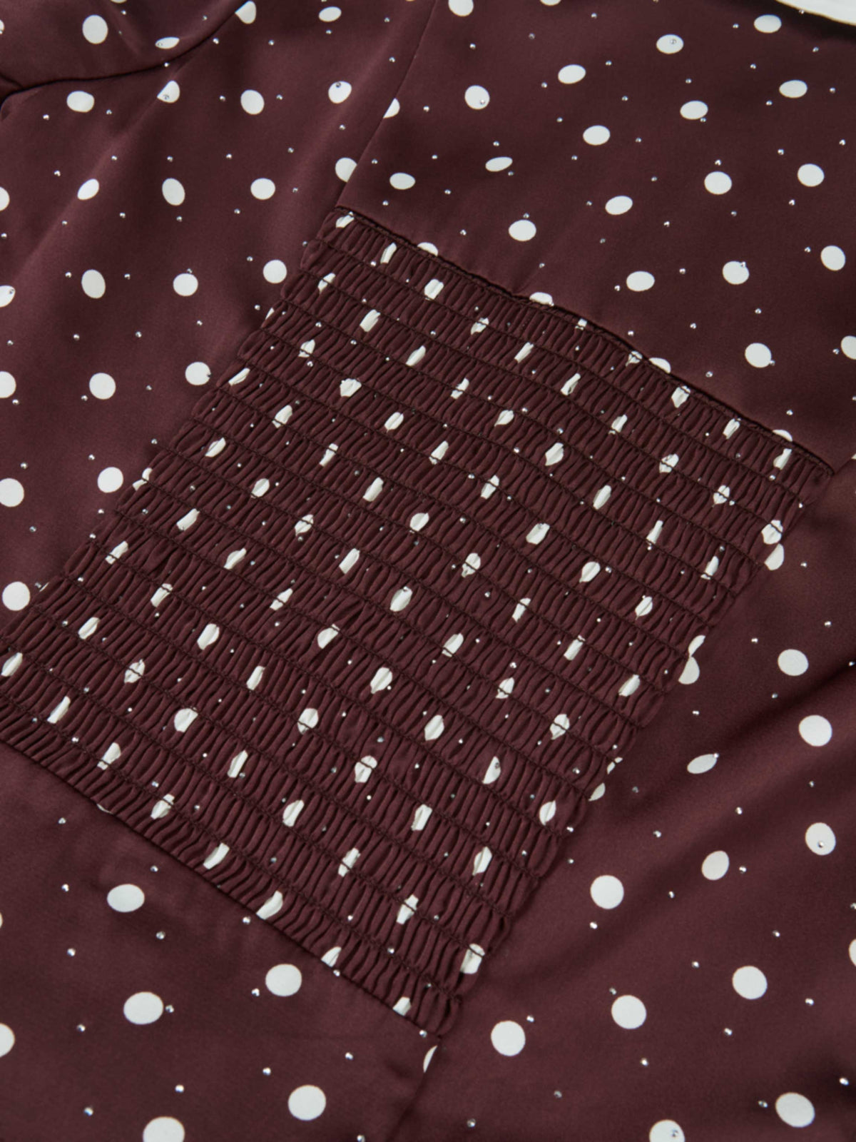 Collared Ruched Back Long Sleeve Shirtdress - Burgundy Polka Dot Sparkle