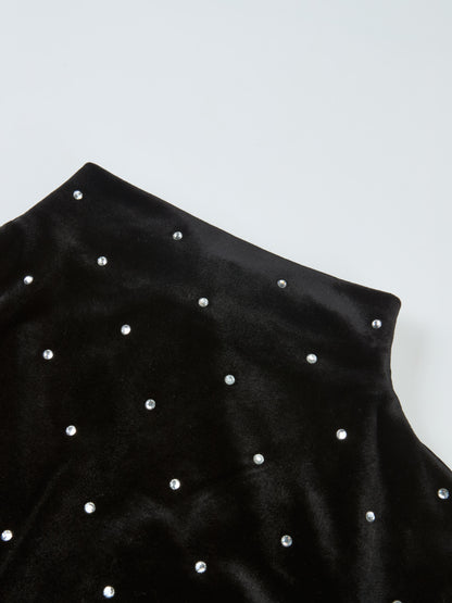 Rhinestone Embellished Dress - Black