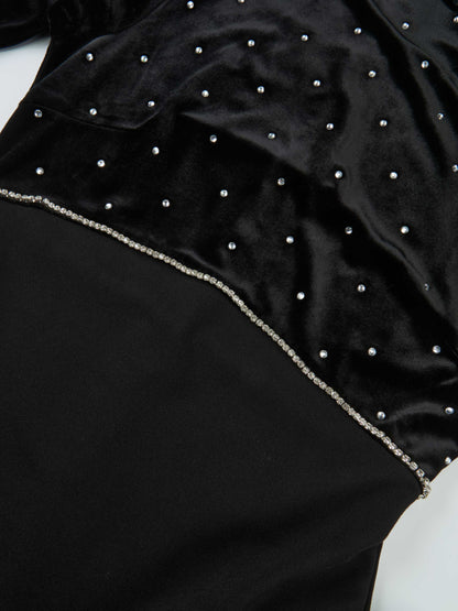 Rhinestone Embellished Dress - Black