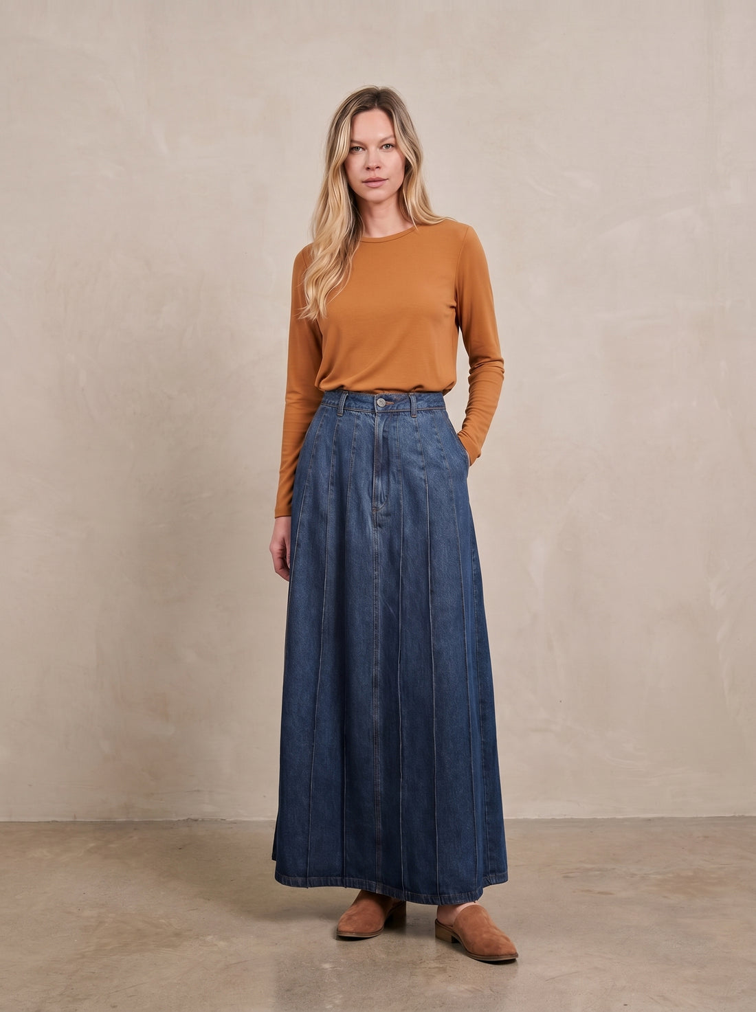 Crew Ribbed Dolman-Cognac