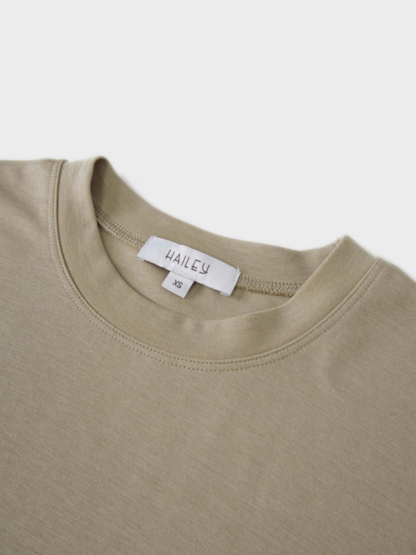Side Tie T-Shirt Dress-Fawn