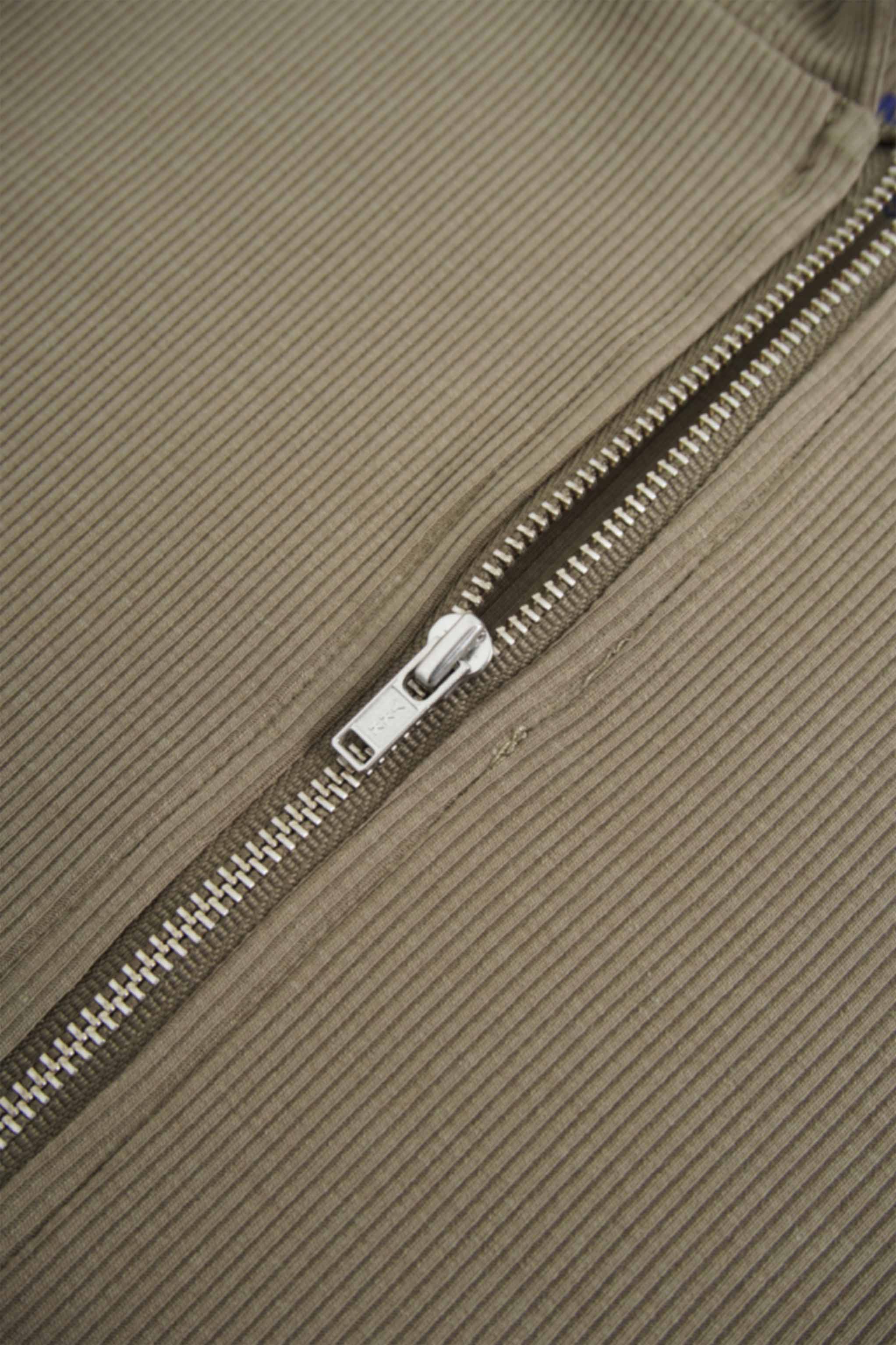 Ribbed Half Zip Hoodie Tee-Camouflage Green