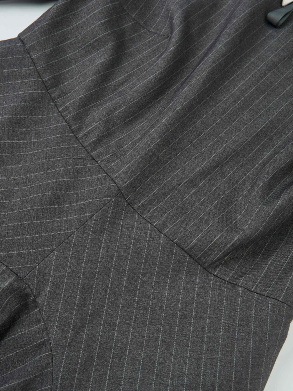 Pinstripe Overlay Dress - Grey Pinstripe