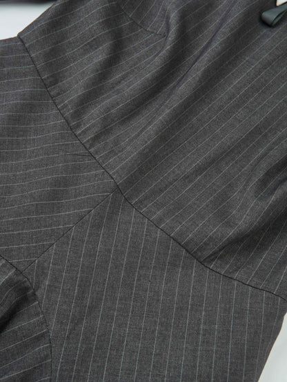 Pinstripe Overlay Dress - Grey Pinstripe
