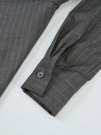 Pinstripe Overlay Dress - Grey Pinstripe