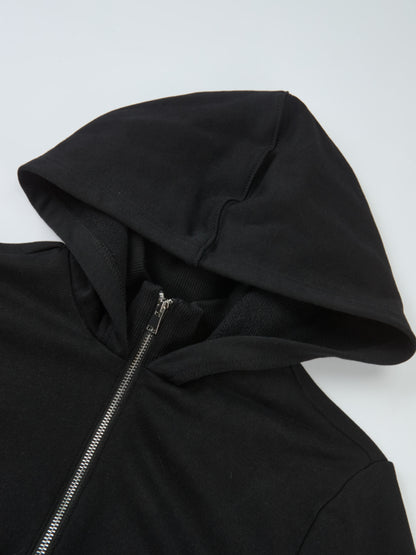 Hooded Sweatshirt Dress - Black