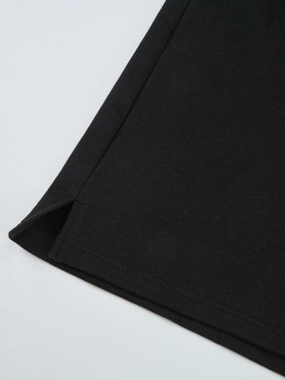 Hooded Sweatshirt Dress - Black