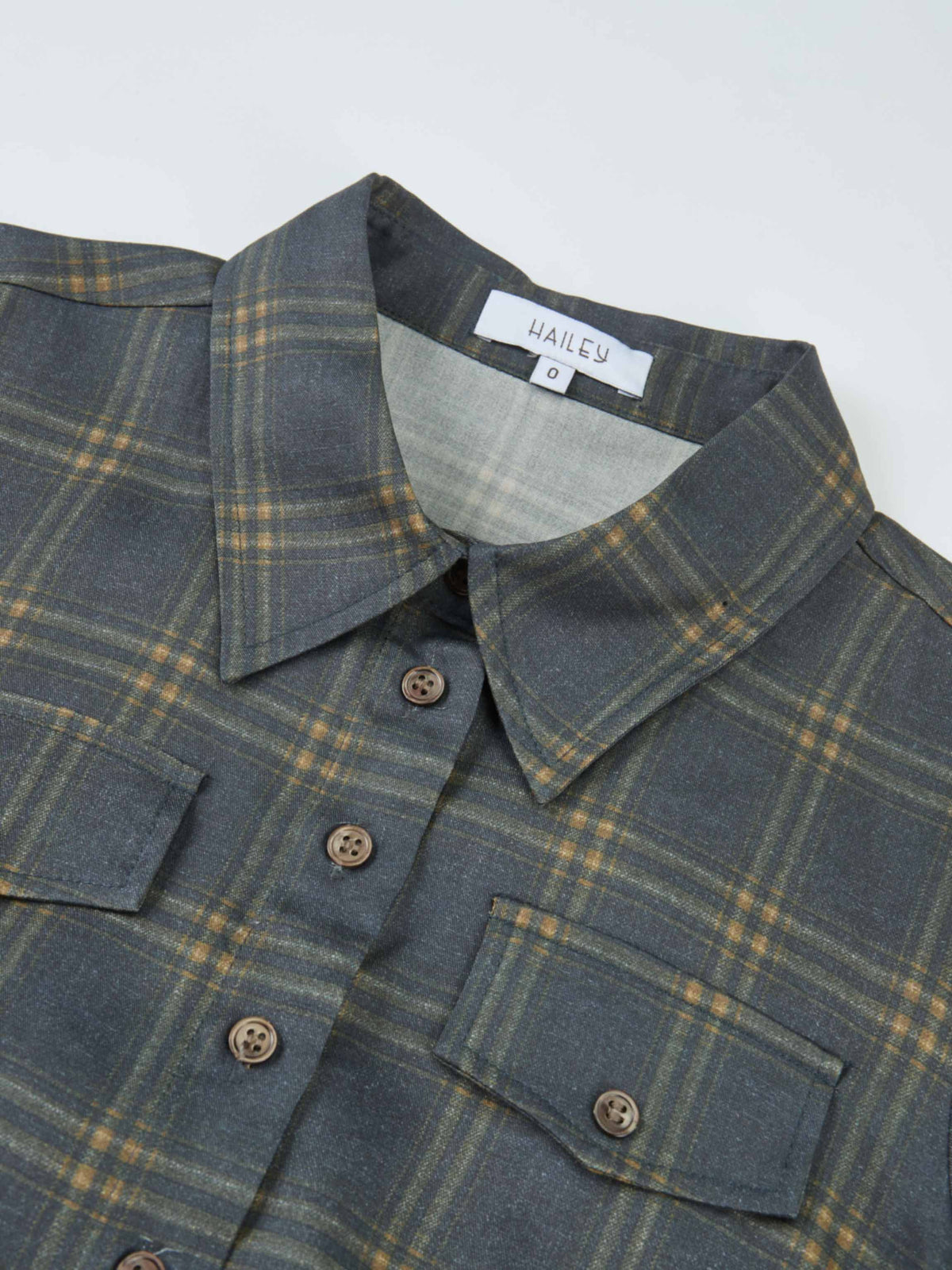Full Maxi Plaid Shirt Dress - Grey/Yellow