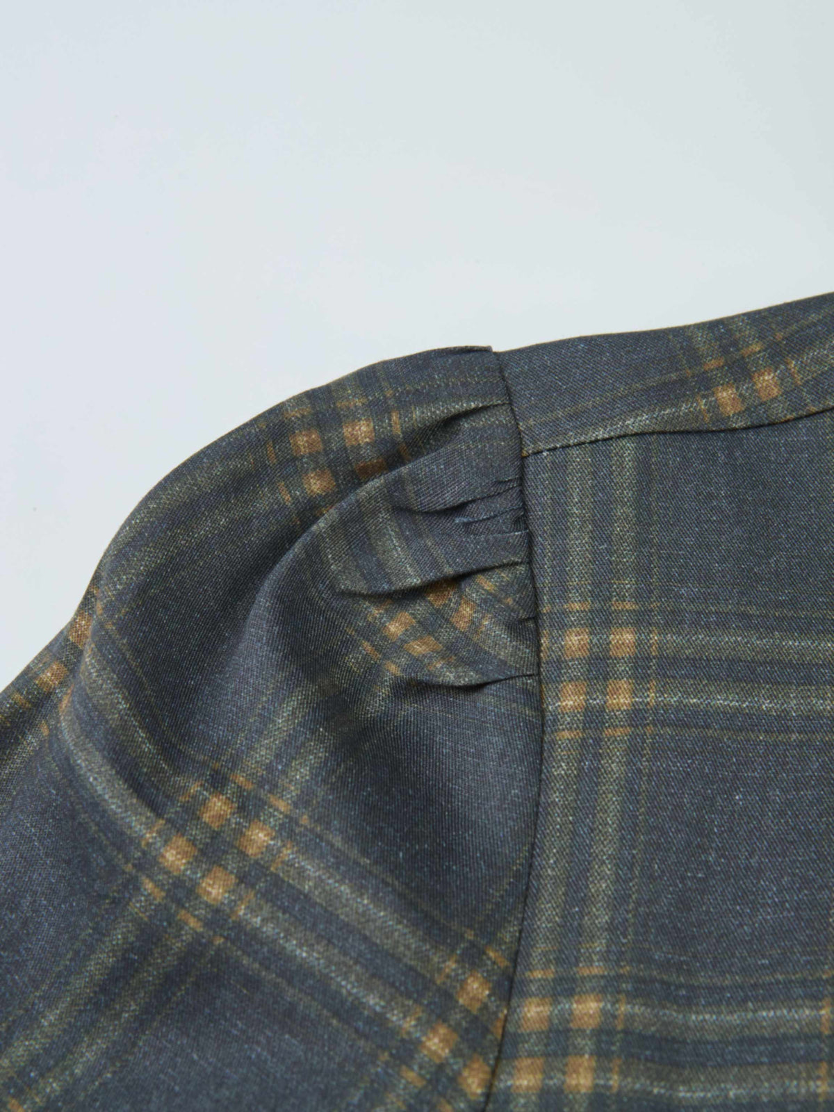 Full Maxi Plaid Shirt Dress - Grey/Yellow