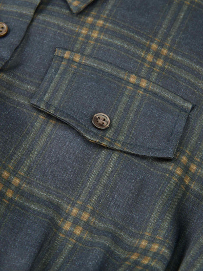Full Maxi Plaid Shirt Dress - Grey/Yellow