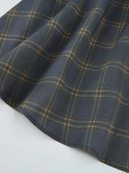 Full Maxi Plaid Shirt Dress - Grey/Yellow