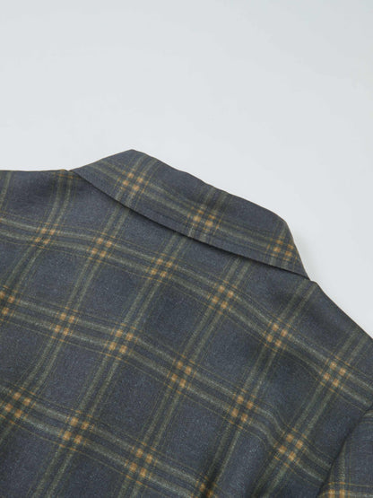 Full Maxi Plaid Shirt Dress - Grey/Yellow