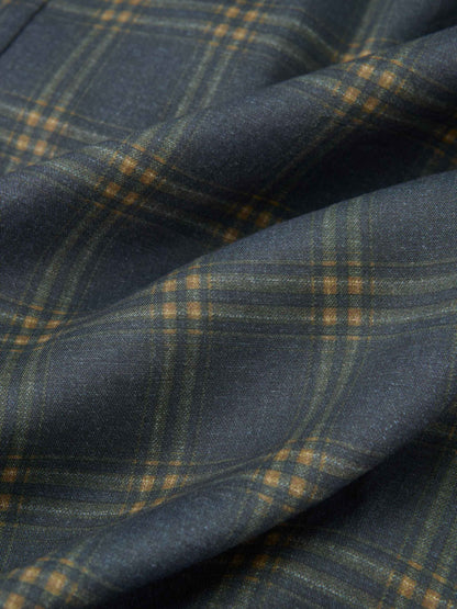 Full Maxi Plaid Shirt Dress - Grey/Yellow