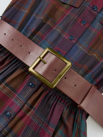Maxi Plaid Shirt Dress - Multi Color