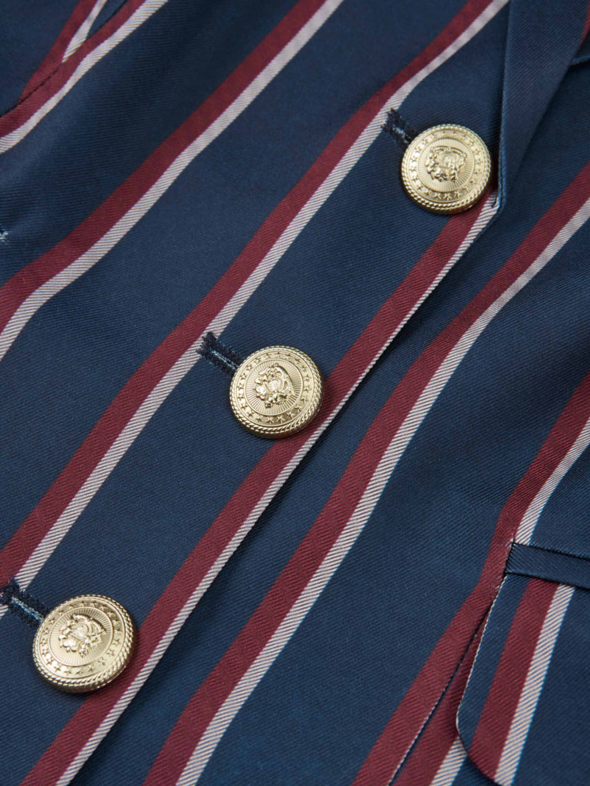Crop Gold Button Jacket - Navy Stripe