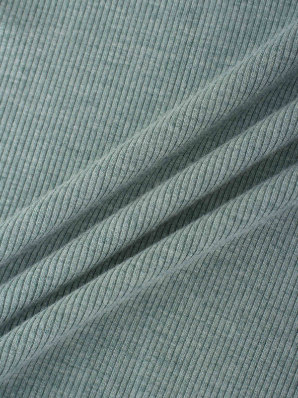 RIBBED HIGH V 3Q-HEATHERED GREEN