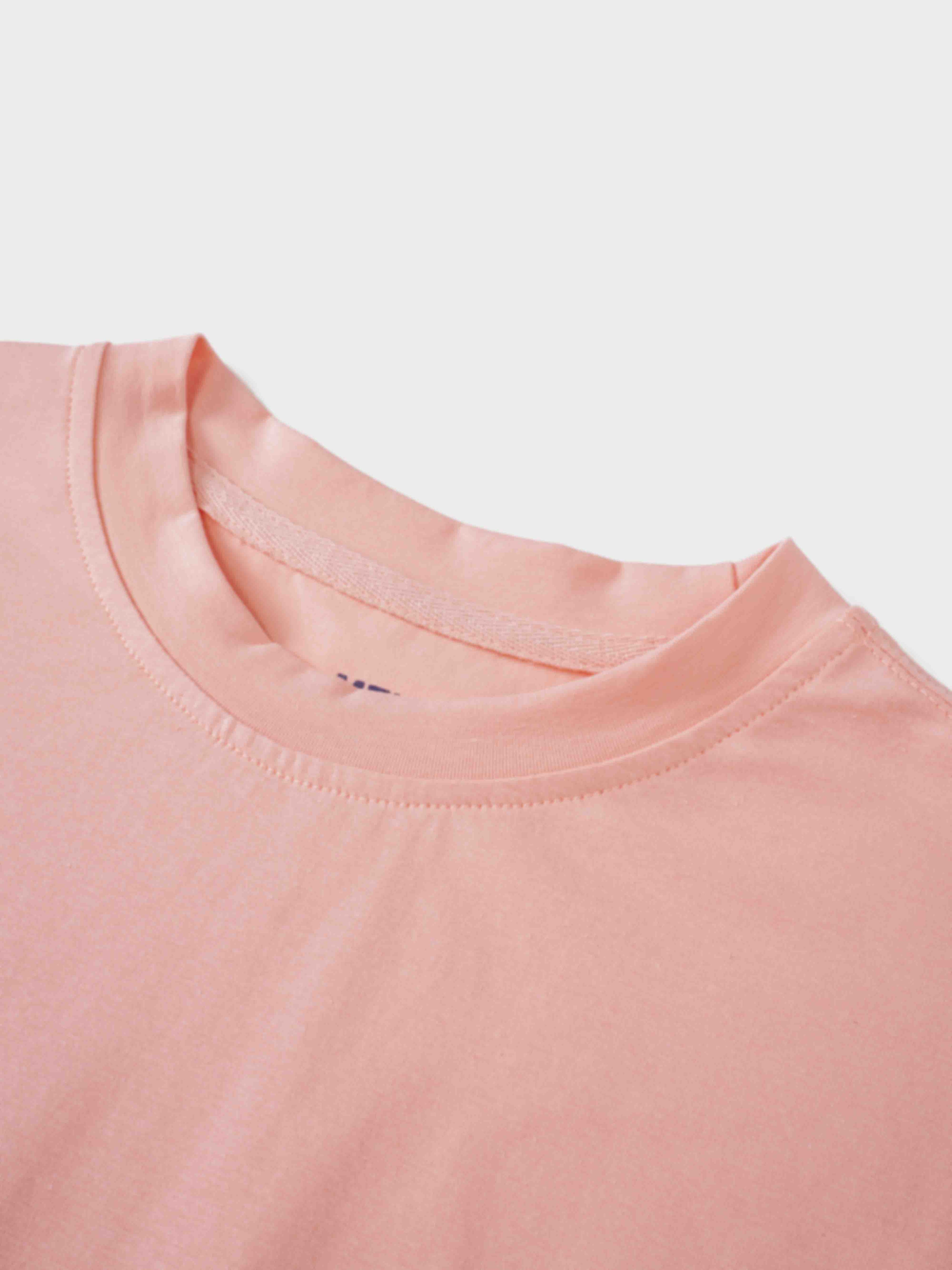 Oversized Rounded Hem T-Shirt-Peach