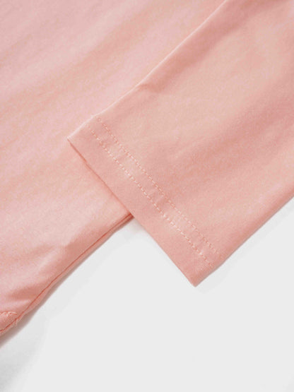 Oversized Rounded Hem T-Shirt-Peach