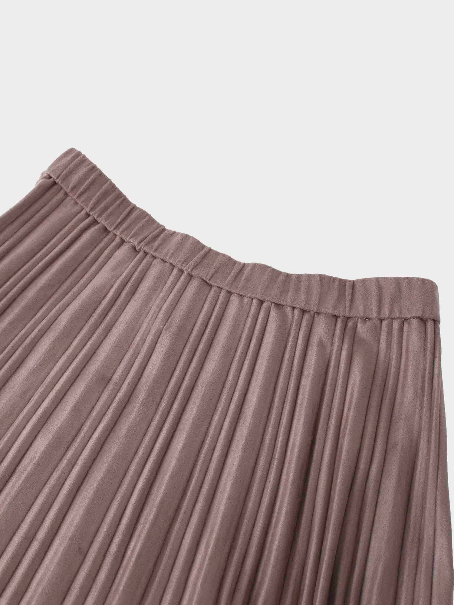 Pleated Suede Skirt 37&quot;-Taupe