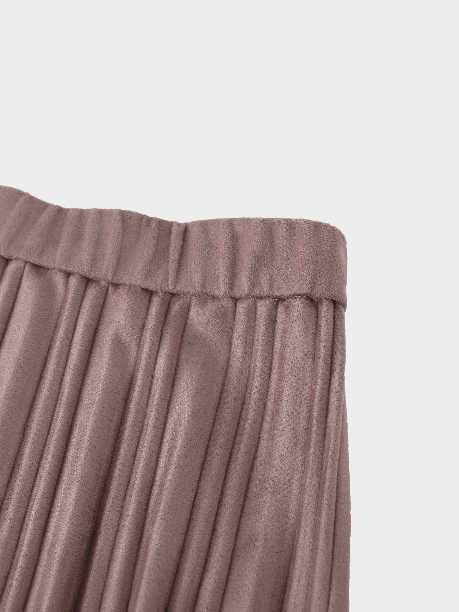 Pleated Suede Skirt 37&quot;-Taupe