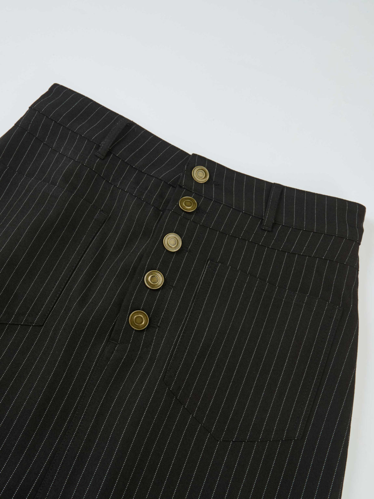 Front Pocket Button Skirt - Black