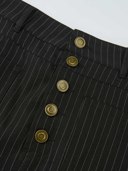 Front Pocket Button Skirt - Black