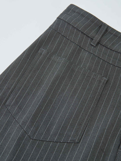 Front Pocket Button Skirt - Dark Grey