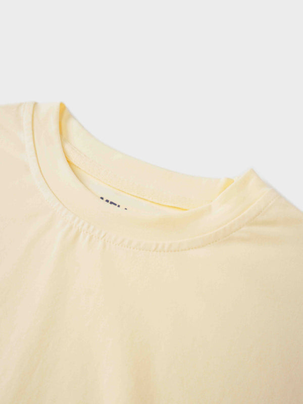 Oversized Rounded Hem T-Shirt-Yellow