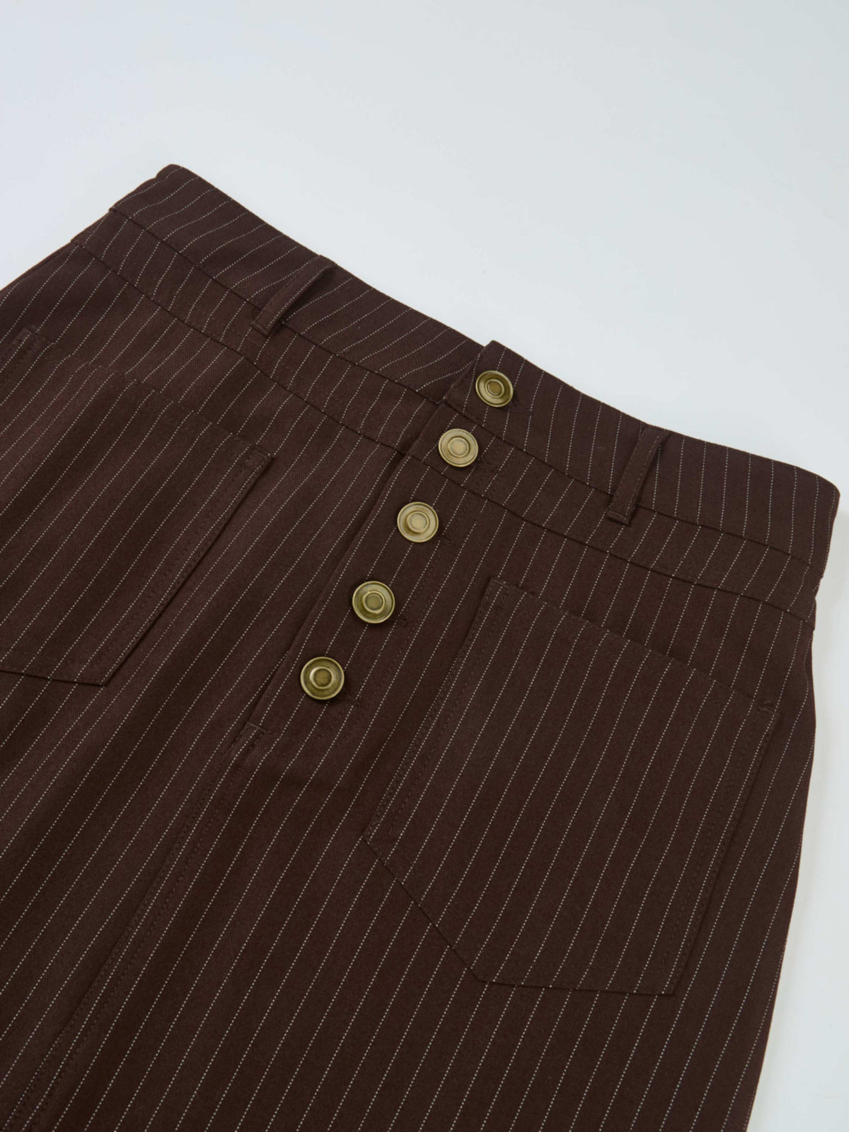Front Pocket Button Skirt - Dark Brown