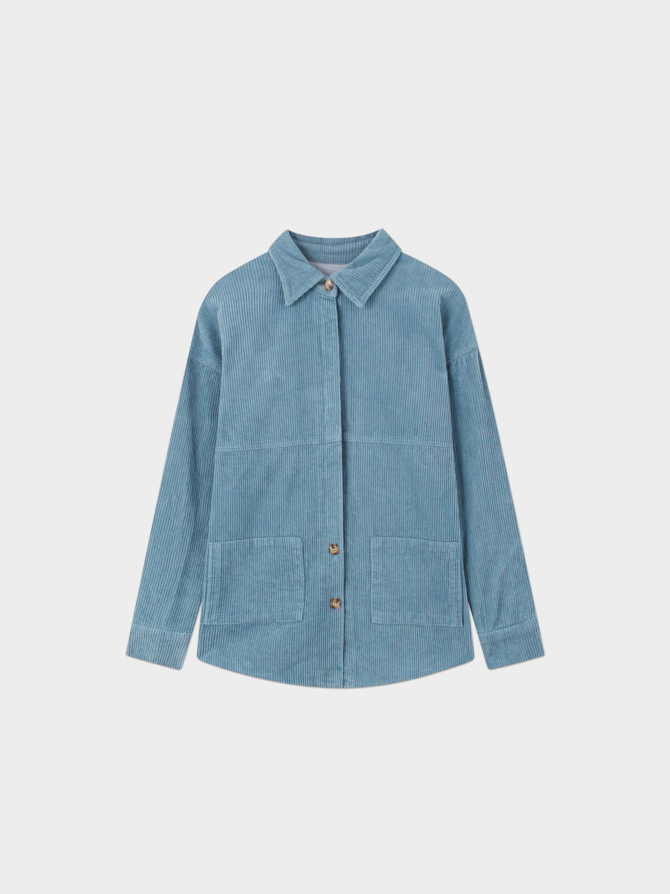 Corduroy Shacket-Ocean Blue